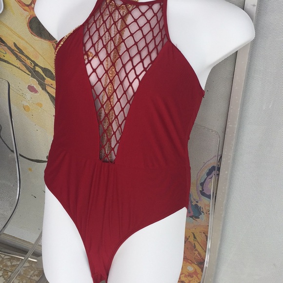 Plus Size Lattice See Through Cutwork One Piece - Picture 7 of 8